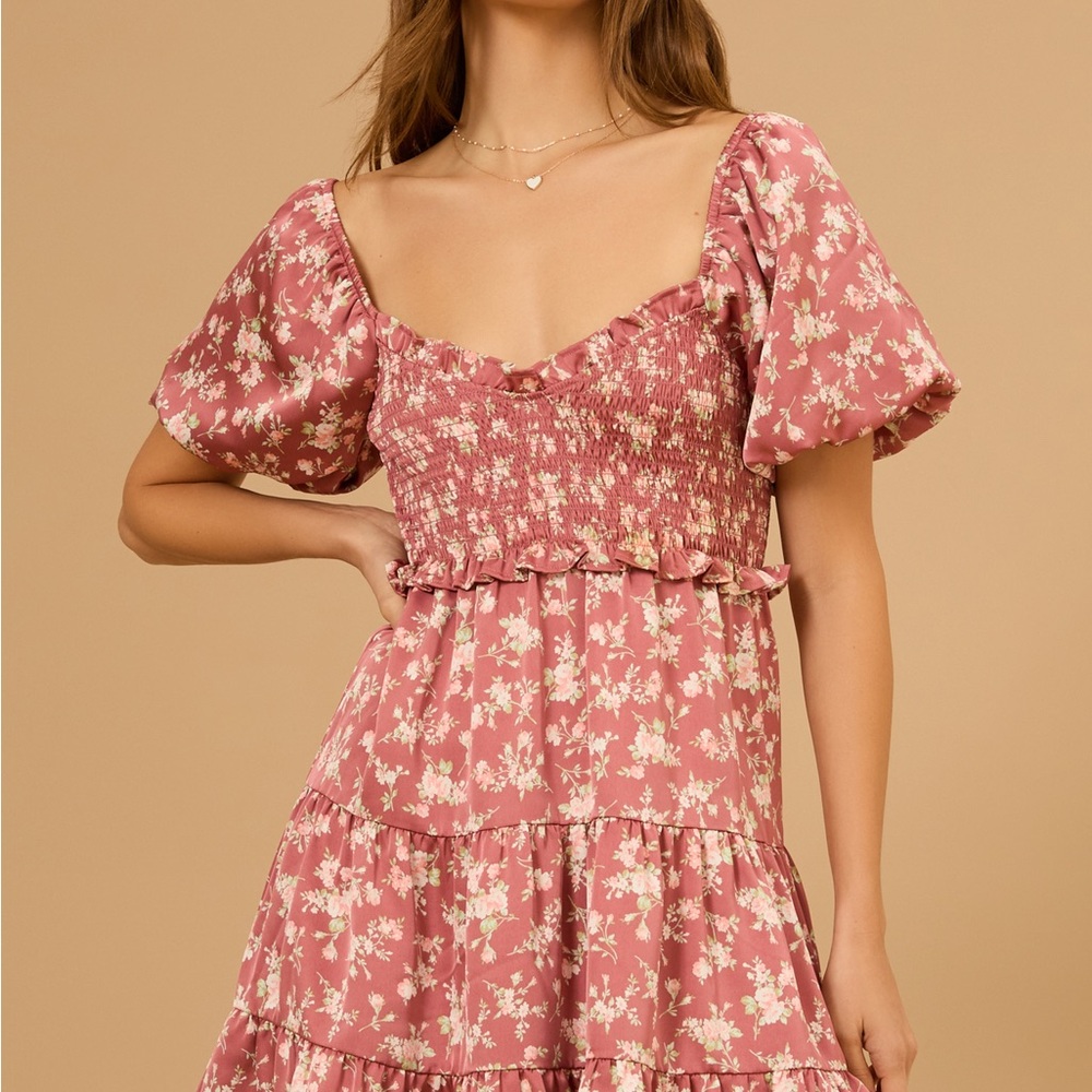 Altar’d State Burgundy Multi Cyrus Floral Mini Dress Size Small - Picture 4 of 4